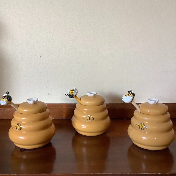 Set of 3 Beehive Honey Mini Jar & Dipper - Picture 3 of 3